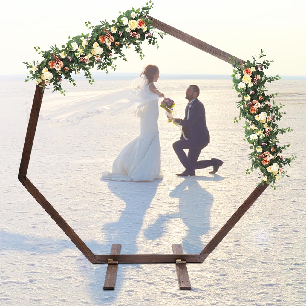 7.4ft Heptagonal Wedding Arch Frame for Ceremony Garden Party Indoor Outdoor 5kg Load-Bearing Capacity