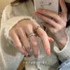 2023 Trendy French Retro Checkerboard Enamel Open Ring for Women