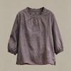 Women's Round Neck Three-Quarter Sleeve Ruffled Blouse for Casual Wear