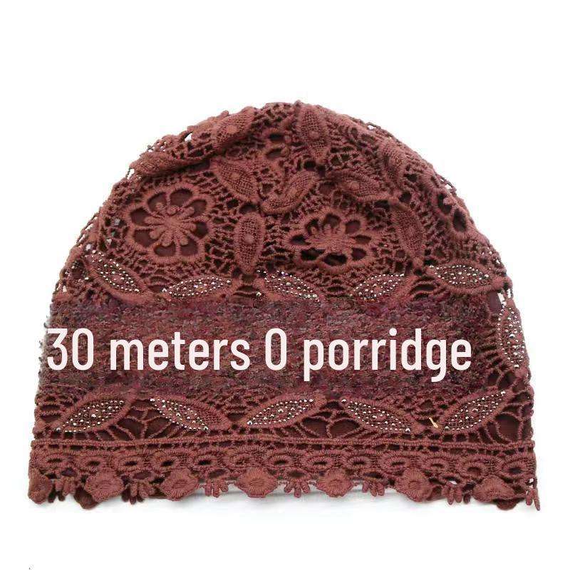 Baotou-Hut mit Blumenmuster und Punkten für Damen im Frühling und Sommer – leicht, doppellagig zum Abdecken grauer Haare