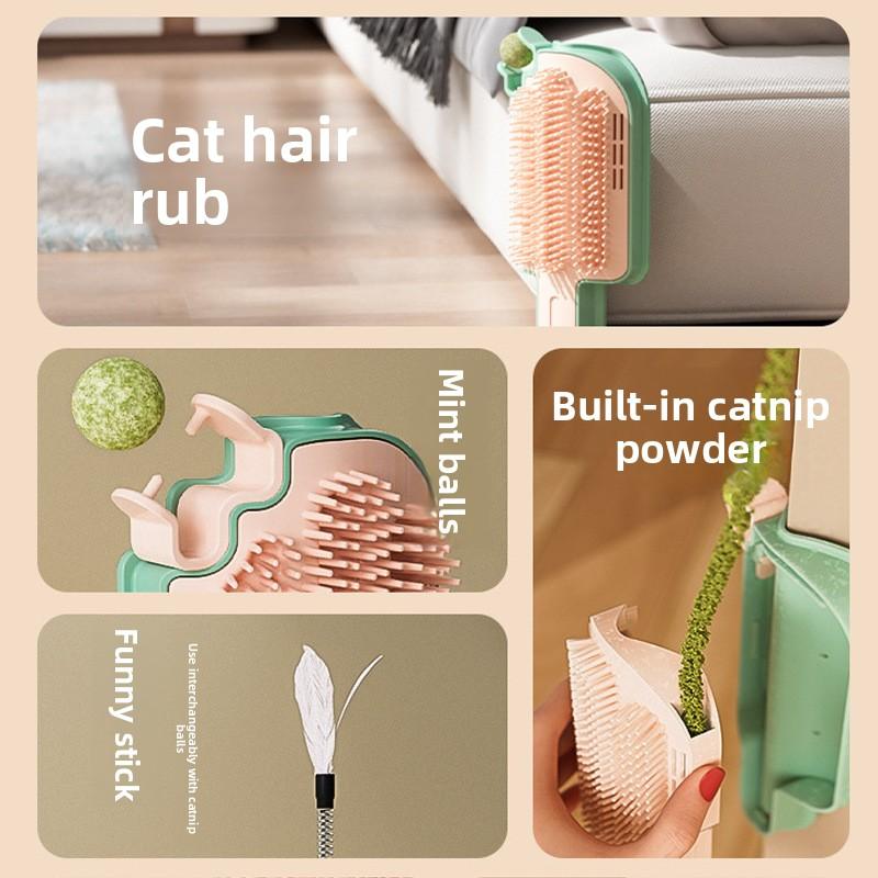 Cat Uses A Cat Brush, Cat Mint Balls, A Cat Toy, A Corner of The Wall for Self-massage To Remove Loose Fur and Relieve Itching.