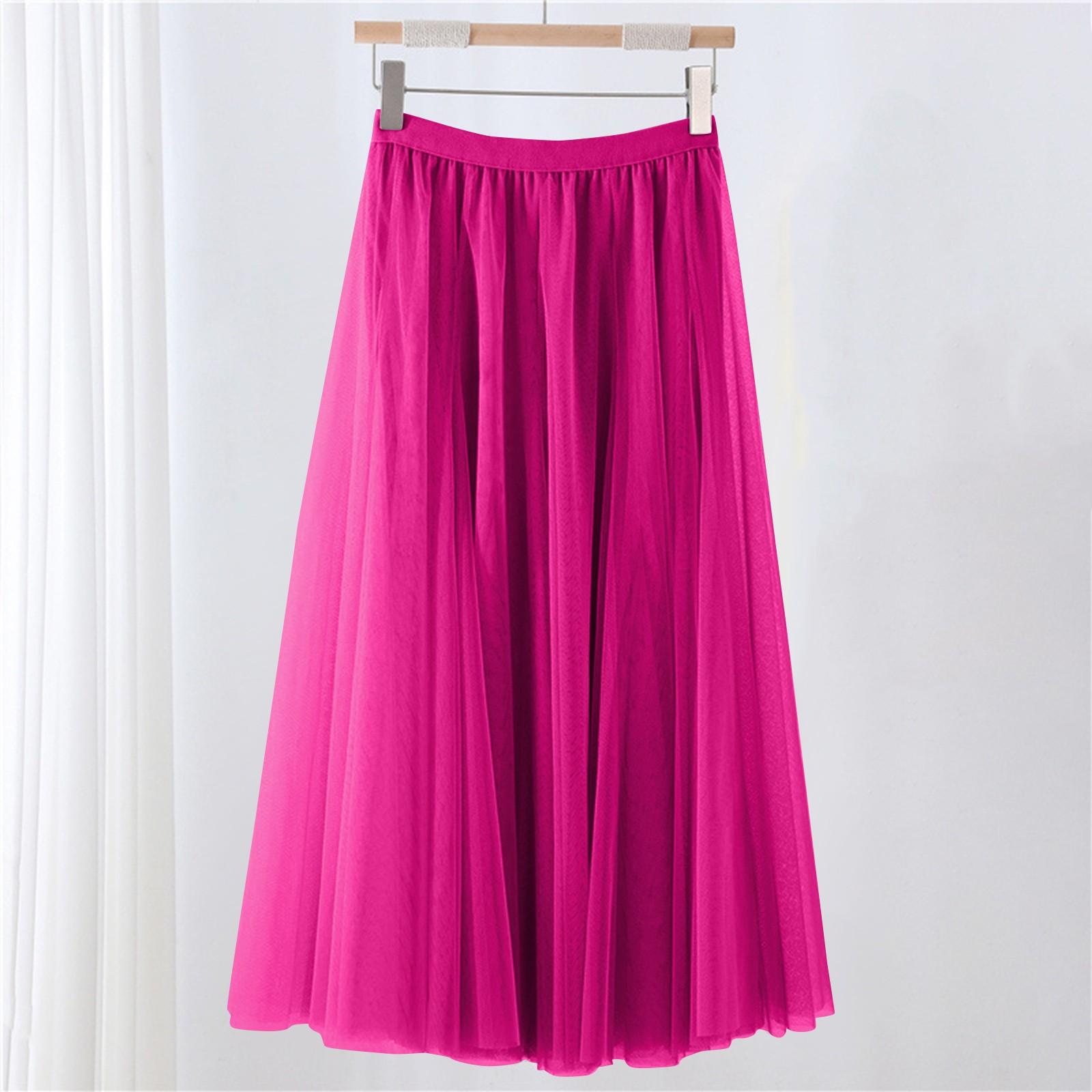 

Женская однотонная сетчатая юбка с резинкой, большая юбка средней длины 90