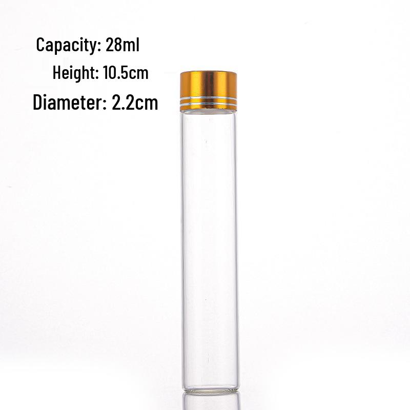 Oxidized Gold Lid Agarwood Saffron Glass Bottle, 22mm Diameter, Thickened Screw-Top Seal