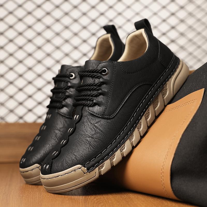 Fashion Leather Mens Sneakers Classic Comfortable Casual Shoes Outdoor Walking Footwear Big Size Male Treking Footwear Trainers