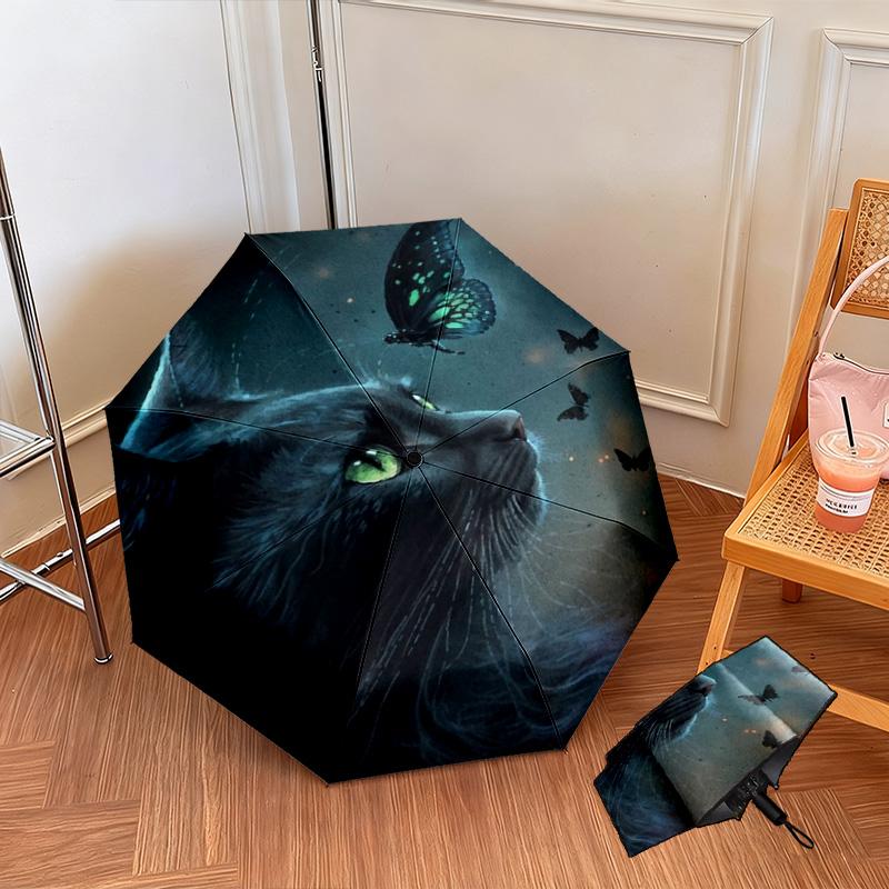 1 Stück Katzen Schmetterlinge Automatischer Regenschirm - Geeignet für Reisen Outdoor Tragbarer Regenschirm Geburtstagsgeschenk Tägliche Notwendigkeiten