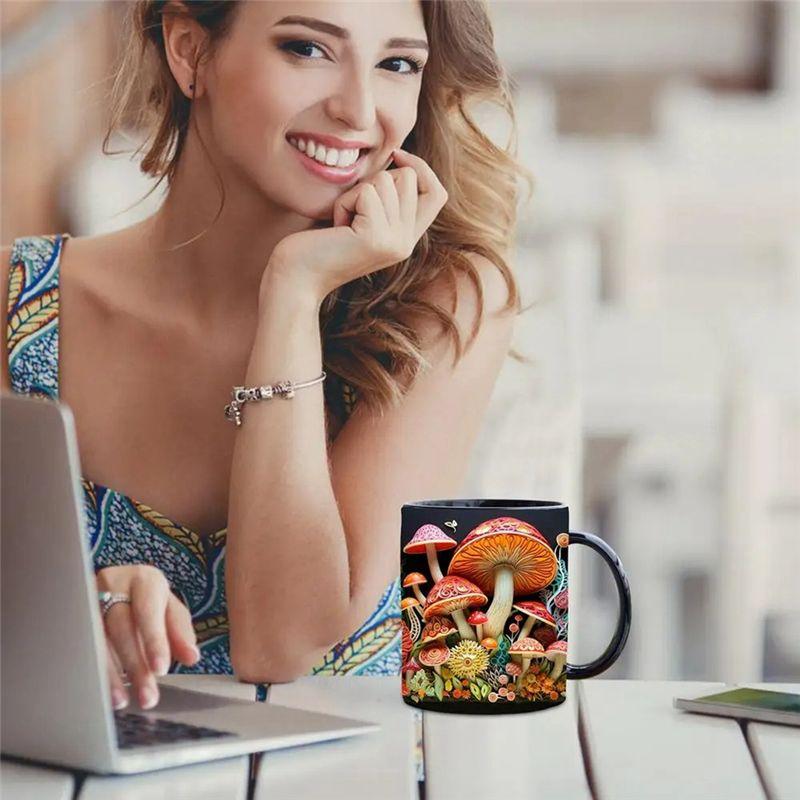 AEE4-3D Magic Mushrooms Mug Creative 3D Fun Space Design Mugs Offices Multi-Purpose Drink Cup For Home Office Dorm