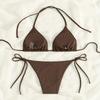 1011 New European and American Solid Color Lace-up Sexy Bikini Split Swimsuit Women's Beach Hot Spring Swimsuit