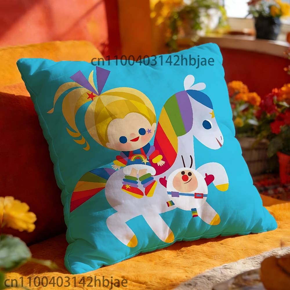 R-Rainbow B-Brite Throw Pillow Case For 45x45cm 55x55cm 30x30cm Square Car Pillowcase Home Bedchamber Decor Gift