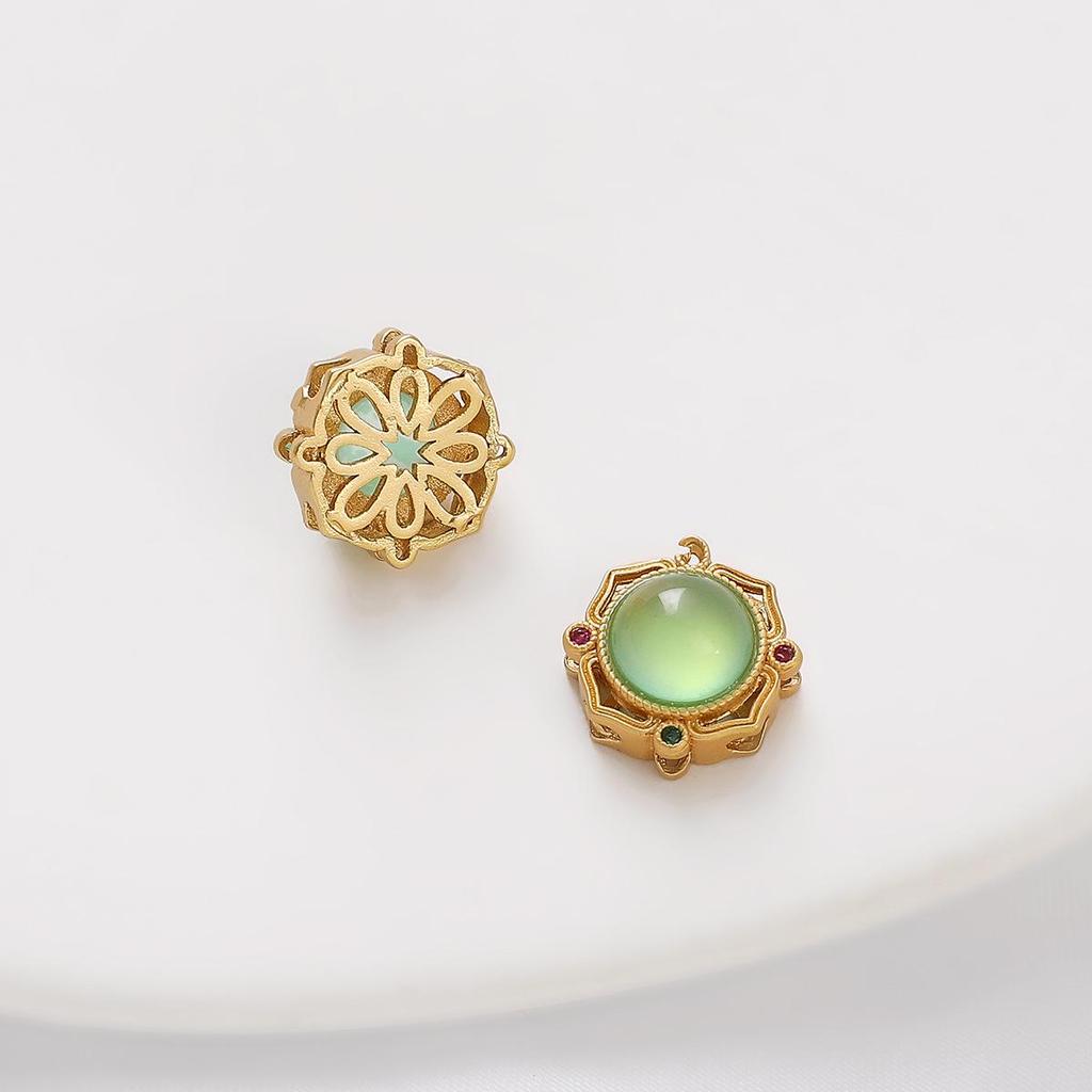 Pozlacené prolamované korálky s kočičím okem a imitací nefritu pro výrobu šperků DIY