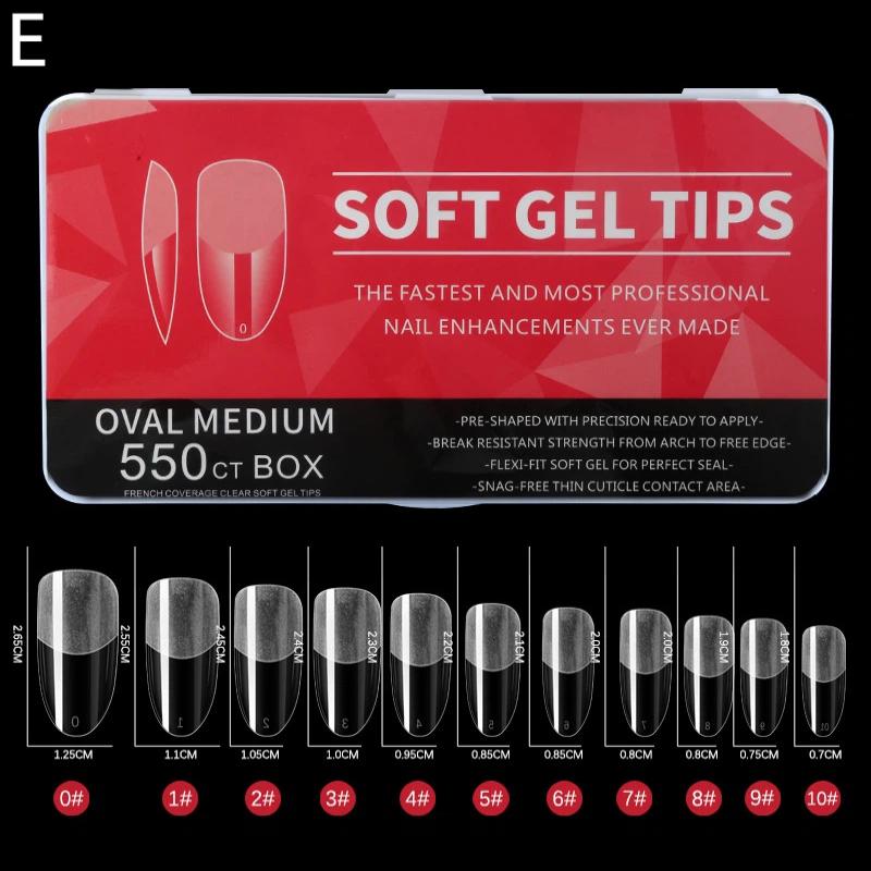 550Pcs Soft Gel Nail Tips Medium Short Almond Coffin Full Cover Matte Extension Tools Acrylic Press On Nail Diy Manicure Decor