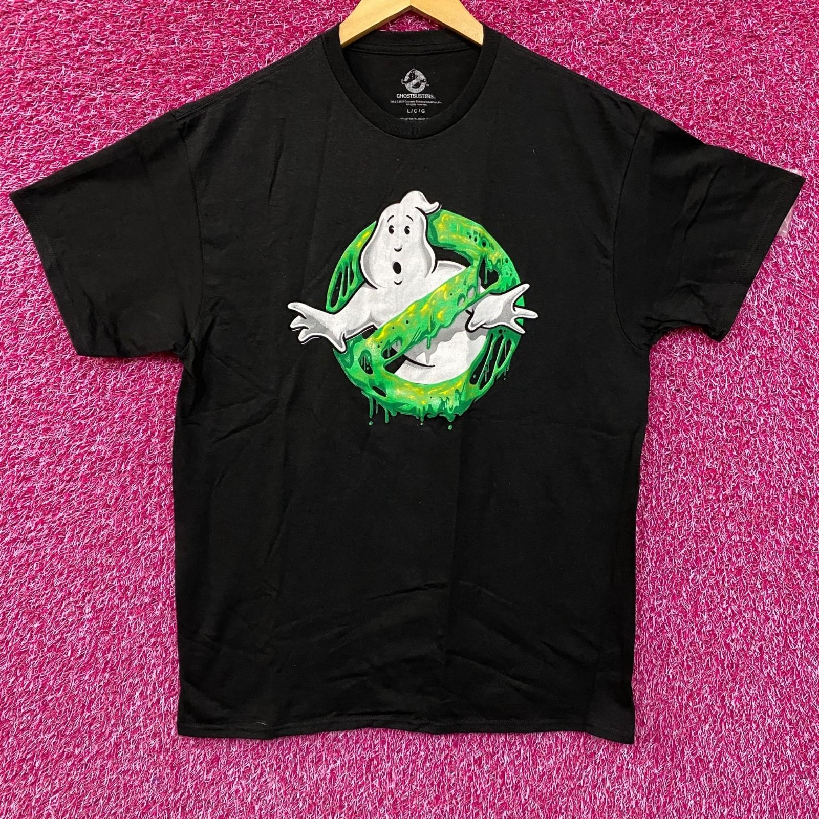 Ghostbusters Slimer Anti Ghost Logo Movie Promo 100% Cotton T-shirt Mens Tees Top L M