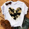 Women T Shirt Big Hearted Black And Gold Printed Tops Tee Female Summer Casual Cute Graphic T-Shirt Women Short Sleeve T-Shirts