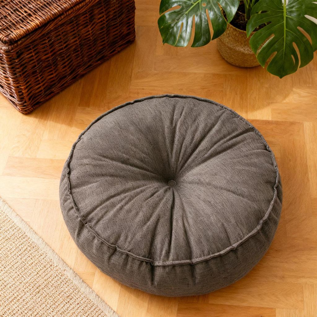 Soft Linen Round Floor Pillow Multi Functional Seat Cushion Decorative Pad for Living Room Bedroom Garden Outdoor