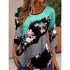 Spring and Autumn Round Neck Floral 3D Printed Top Fashionable Casual Long Sleeved Women's T-shirts