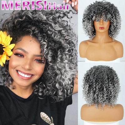 Short Synthetic Wigs Afro Kinky Curly Wig for Women Black Natural Afro High Temperature Hair Mixed Brown Black White