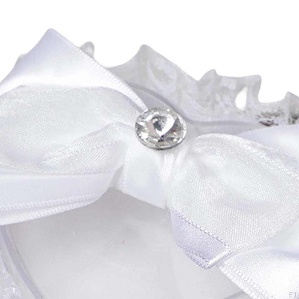 Bridal Ring Holder Cushion Heart Shaped Bearer Box Romantic Pillow with Ribbon for