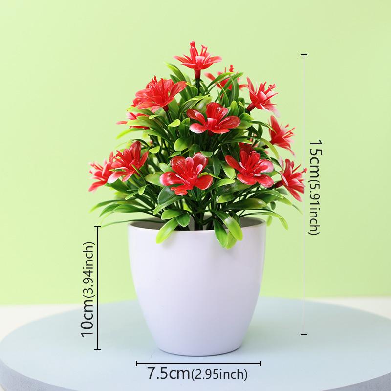 1 Stück Künstlicher Fünfblatt-Pflaumenbaum Kleine Topfpflanze - Innen/Außen Pflegeleicht Kunstblume Grünzeug für Heimdeko