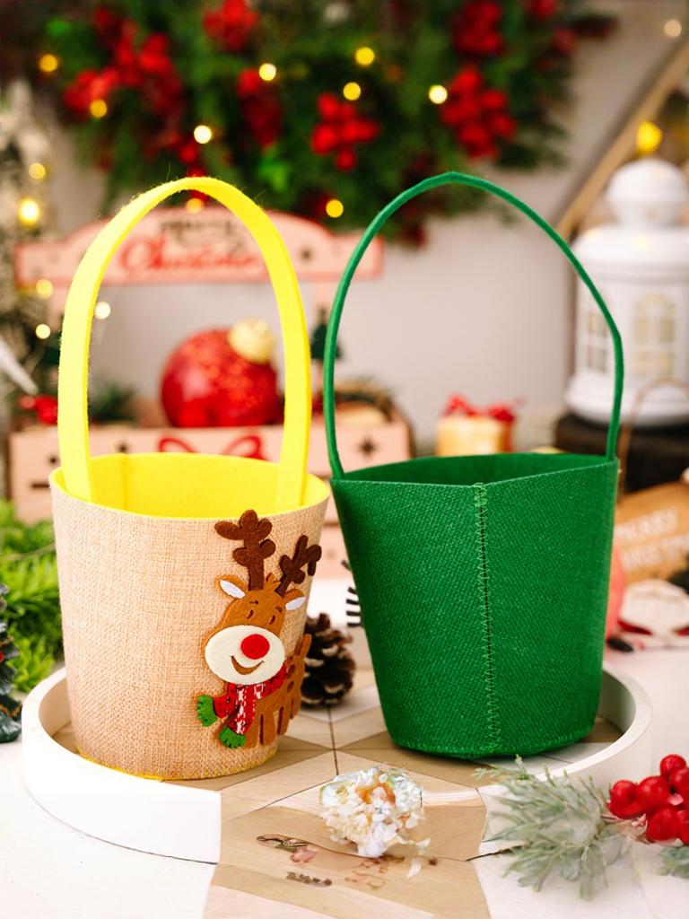 1PC Christmas Decorations Creative Cartoon Candy Bags Kids Gift Bags Festive Atmosphere Decoration Bucket