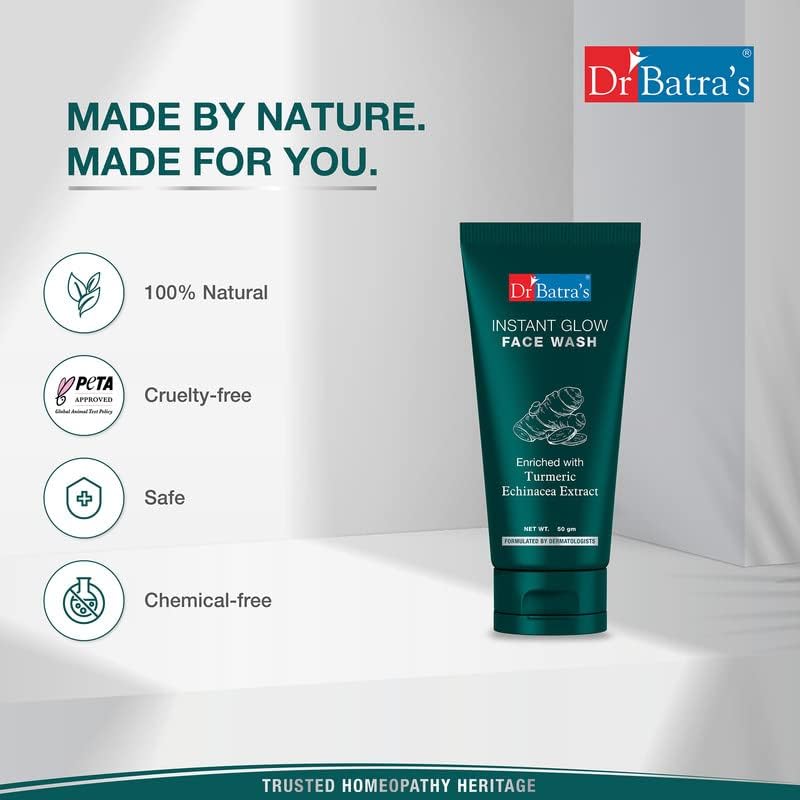 Dr. Batra's Instant Glow Gesichtswaschgel für Männer 50 g 2er-Packung Parabenfrei Tägliche Hautreinigung