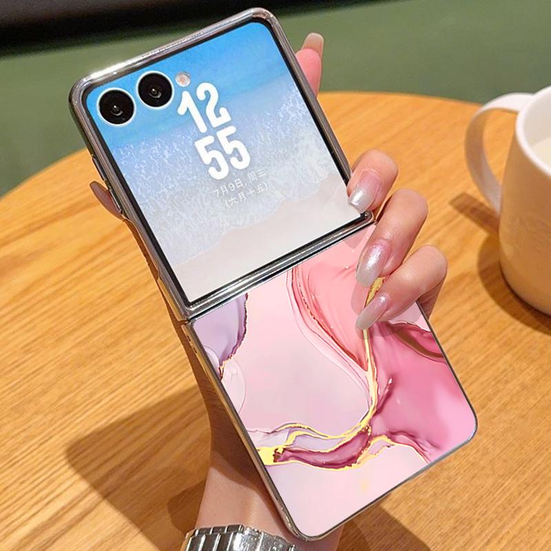 

Marble Pattern Case For Samsung Z Fold 7 6 5 Luxury Hybrid 3in1 Leather Skin Plating Folding Phone Cover For Samsung Z Fold7 Fold6 Fold5 Samsung Z Flip5 бежевий