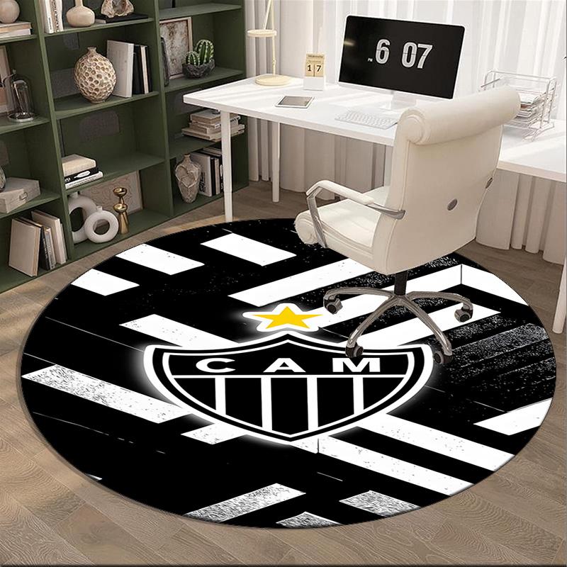 1PC round rug Black And White Stripes With Shield Printed Round Area Rug ,Rug For Home Office, Round Chair Rug,Carpet Fan gifts Christmas gift