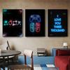 Massivholzrahmen mit LED-Spielgriff, Leinwandgemälde, nordische Gamer-Abstrakte Poster und Drucke, Wandkunst, Bild für Wohnzimmer, Teenagerzimmer, Heimdekoration