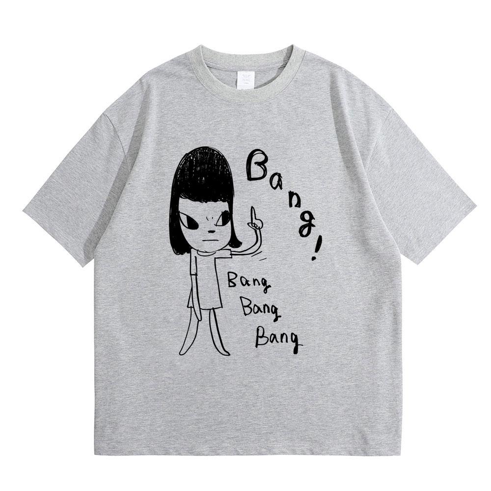 2026 Yoshitomo Nara Bang Bang Art Graphic T‑Shirt Unisex Crew Neck Short Sleeve Tee High Quality Casual Streetwear Aesthetic Art Lover Summer Tops