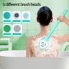 6-in-1 Rechargeable Electric Shower Brush Set for Full Body & Back - USB Powered  Detachable Long Handle & Exfoliating Silicone Brush