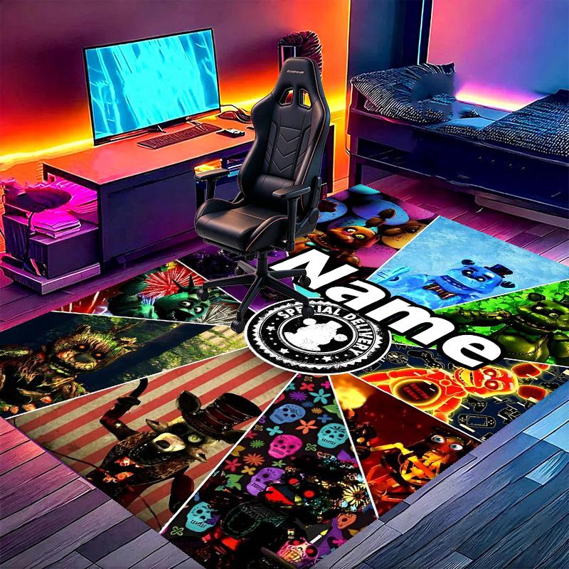 Custom Name Personalized Five Nights At Freddy's Print Carpet, Versatile Home Decor Rug, for Playroom, Apartment, Balcony, Entryway, Hallway Gift