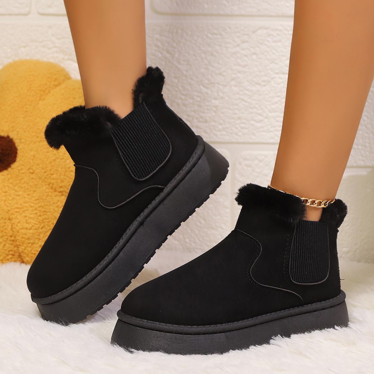 

2024 Новые Зимние Женские Удобные Повседневные Ботинки Плюс Бархат и Утолщенные Короткие Теплые Женские Ботинки-рукава для Снега 42 чёрный