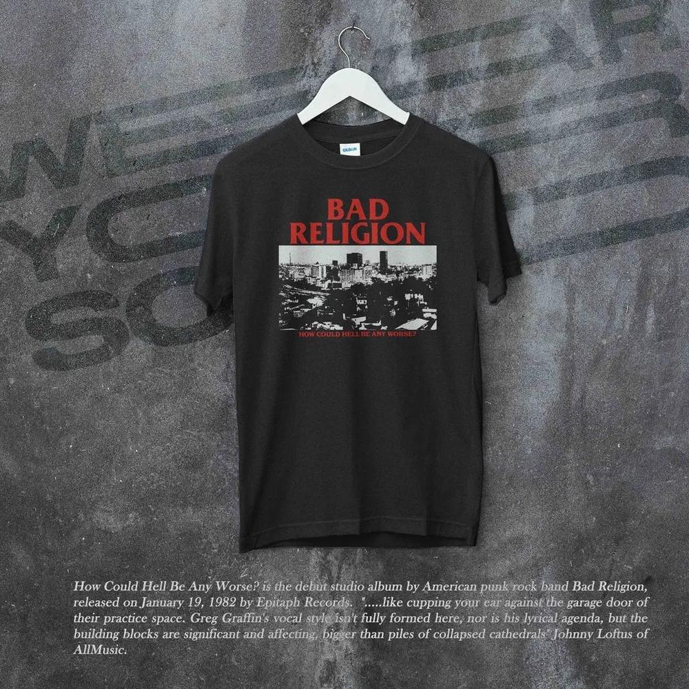 Unisex Short Sleeve Crew Neck Cotton T Shirt Bad Religion 1982 How Could Hell Be Any Worse Band S