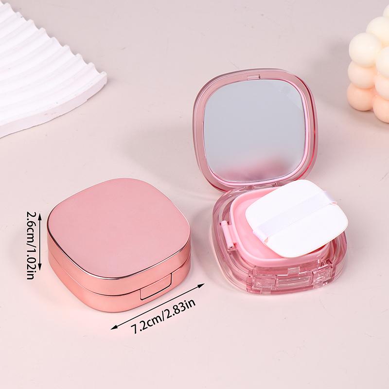 Refillable Air Cushion Compact - Square Empty Makeup Case with Mirror & Sponge for Cosmetics