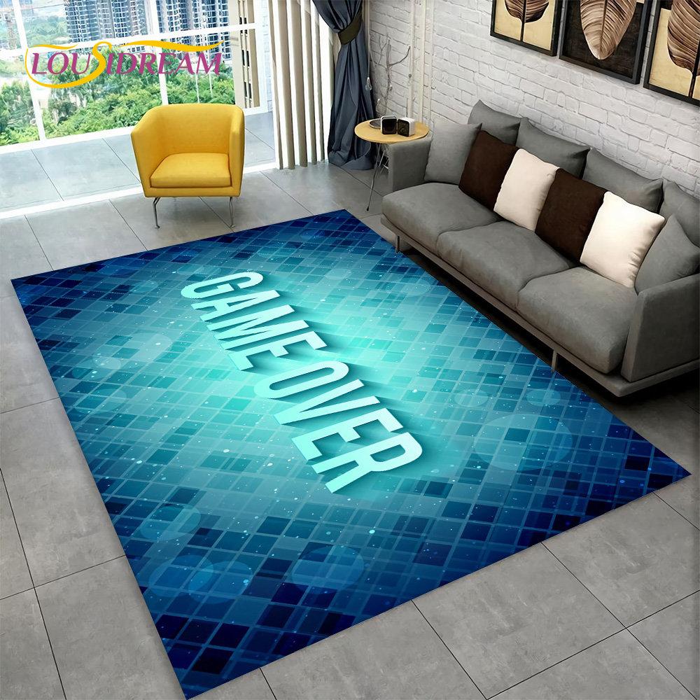 3D Cartoon Gamer Game Over Area Rug,Carpet Rug for Living Room Bedroom Sofa Playroom Doormat Decor,Kids Play Non-slip Floor Mat