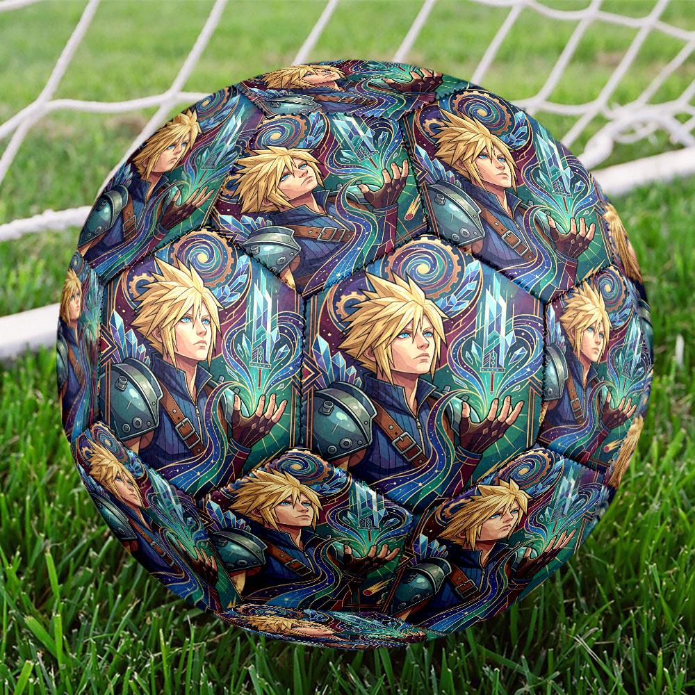 Final Fantasy Print Size 5 Soccer Ball, Standard Match Football for Sports Game and Team Practice, Ideal Gift for Soccer Fans