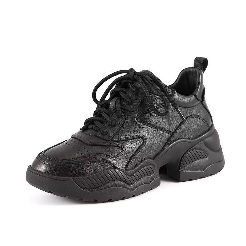 

Женские новые туфли Dad Shoes из натуральной кожи на толстой подошве, осень/зима 2025 года: Универсальный, стильный и повседневный. 36