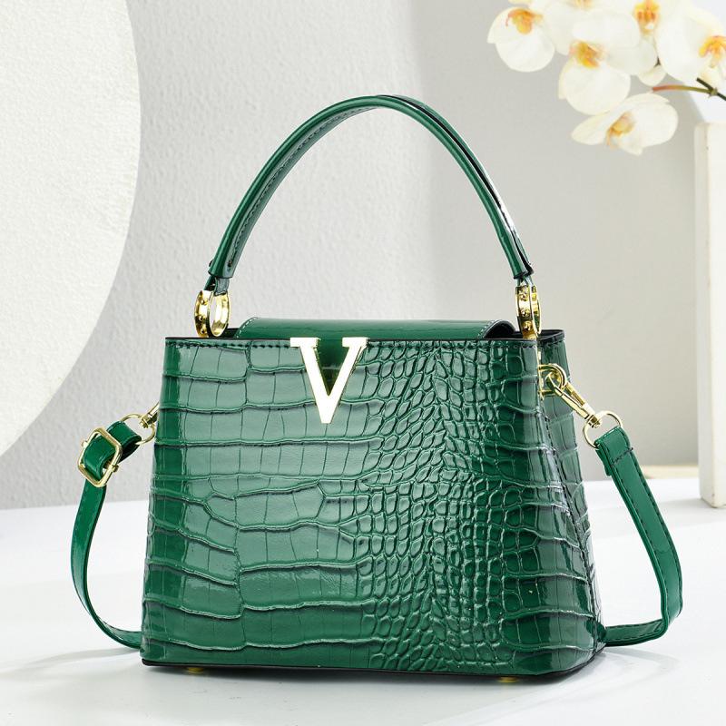 Versatile and Fashionable Crocodile Patterned Handbag, Casual Commuting Shoulder Bag, Retro Design Women's Crossbody Bag