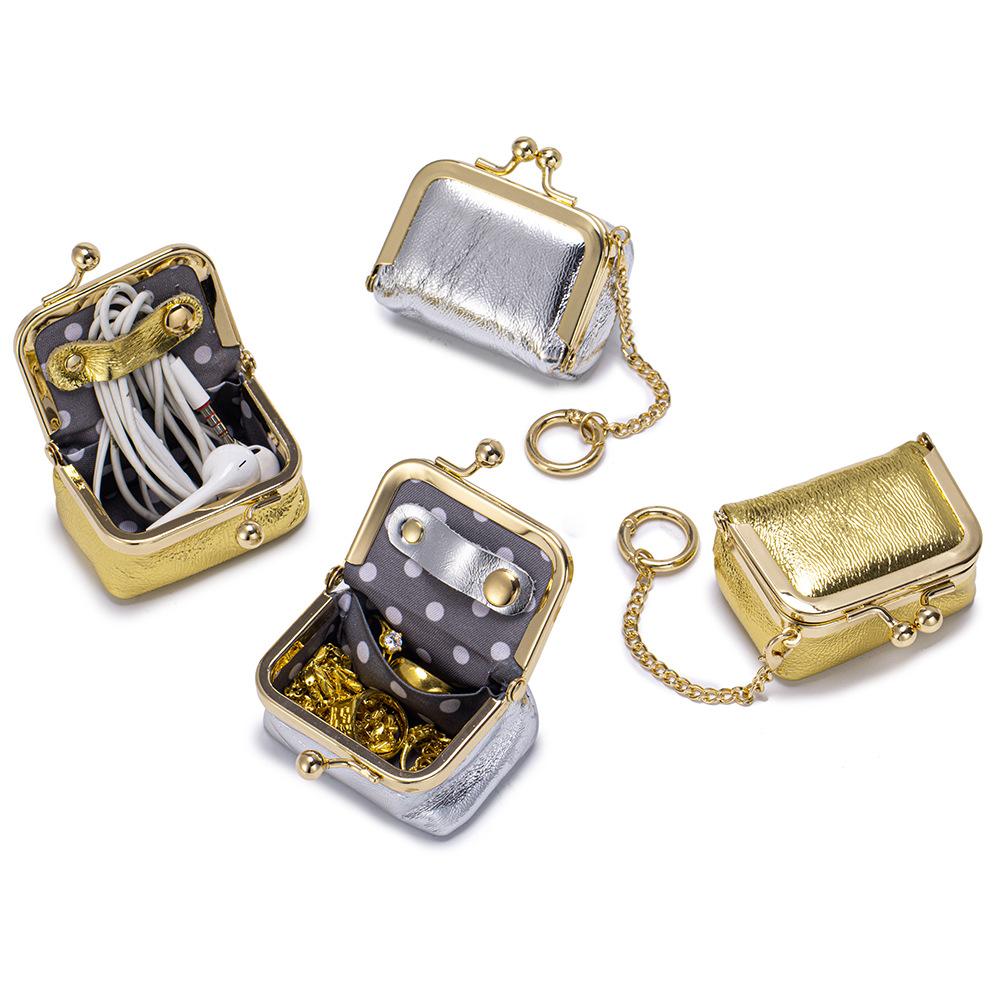 Mini Jewelry Case for Women Fashion Kiss Lock Key Storage Pouch Portable Coin Purse Pendant Necklace Earrings Jewelry Box Bag
