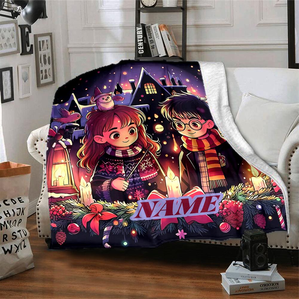 Custom Name "Harry's Magical Adventure" blanket for Couch & Bed, Plush Cozy Fuzzy Blanket Super Soft & Warm Blankets for Fall and Winter. 090864