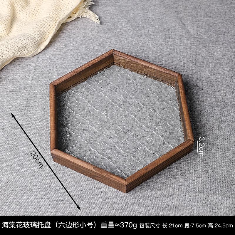 Vintage Haitang Flower Glass Tray Decoration Light Luxury Creative Home Living Room Tea Table Storage Tea Cup Fruit Plate