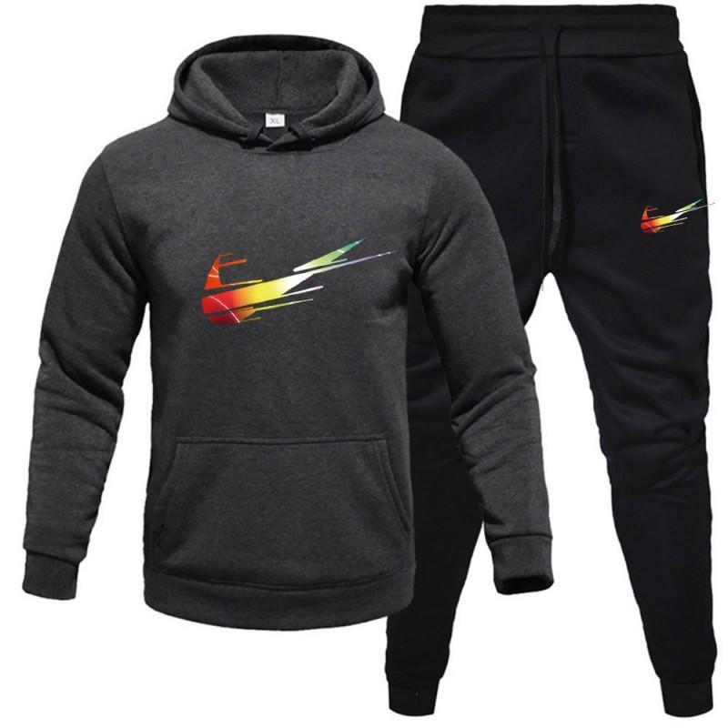Mens Tracksuit Set Long Sleeve Hoodie Sweatshirt Sweatpants Casual Sportswear Youth Fashion