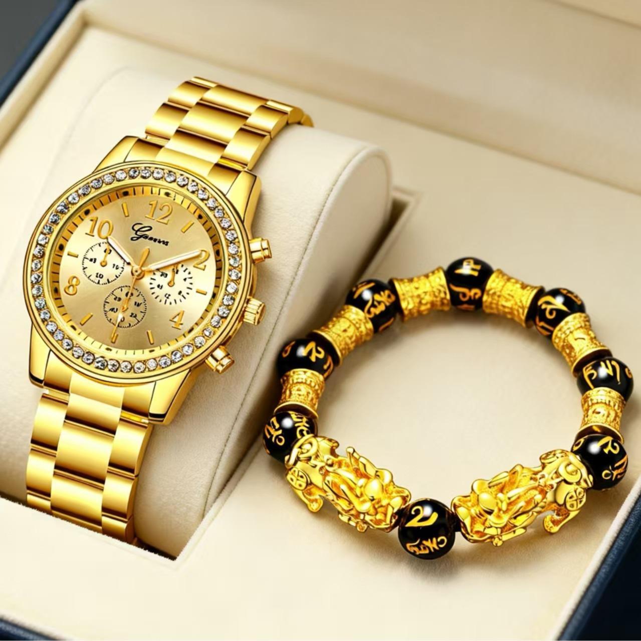 

Women s Quartz Watch with Large Dial, Diamond Accents & Alloy Steel Band