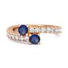 Blue Sapphire Bypass Ring - 925 Sterling Silver Rose Gold Vermeil