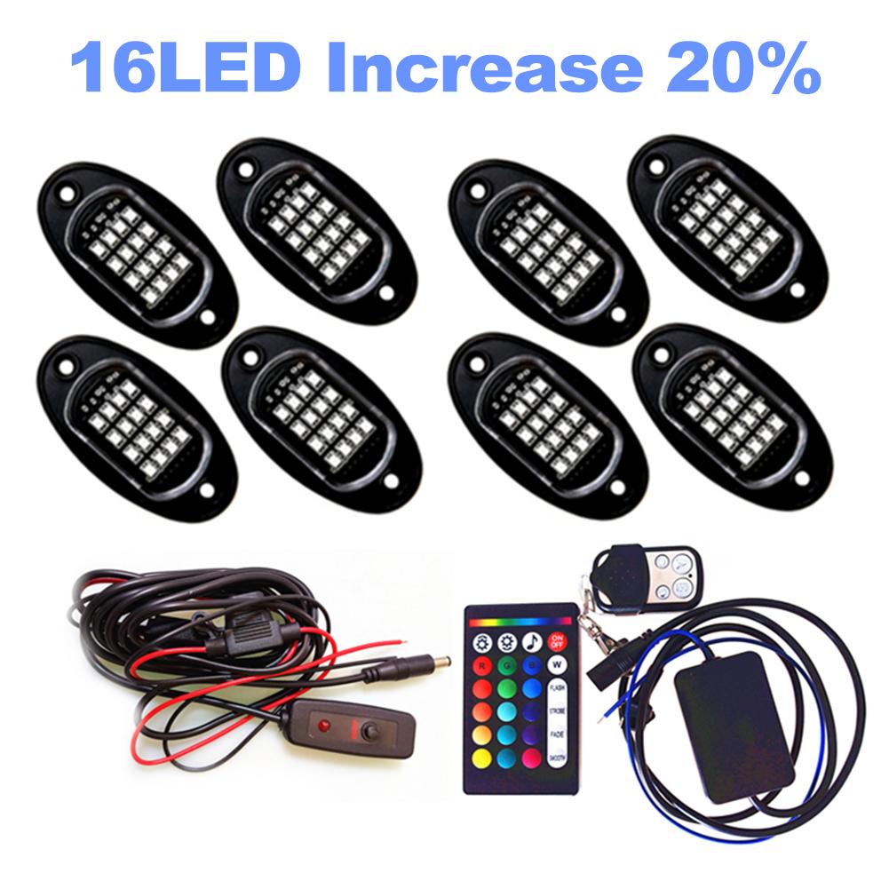 8PCS Underbody RGB LED Neon Light Atmosphere Bluetooth App Dual Remote Control