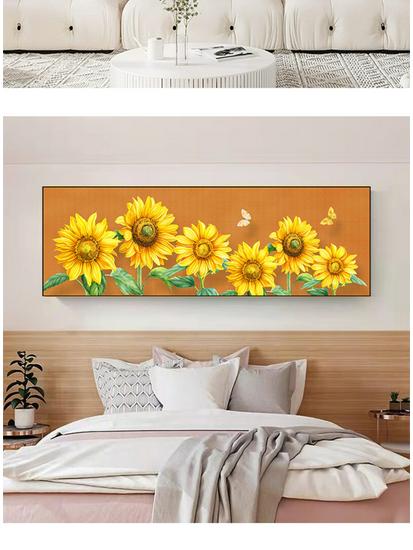 Sunflower Wall Art: Elegant Aluminum Alloy Frame for Living Room Décor