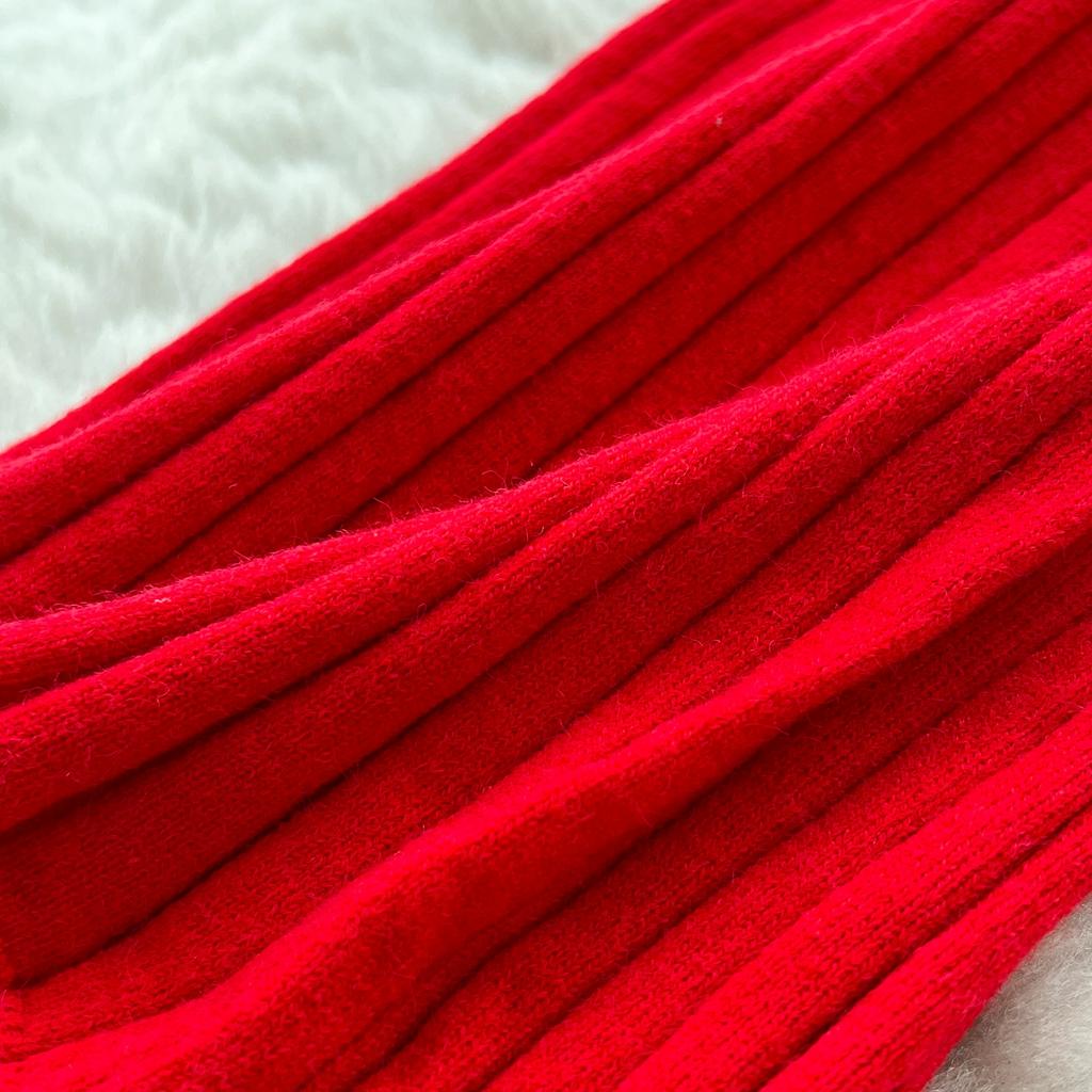 Autumn Spring Women Casual Stand Collar Full Sleeve Long Midi Knitted Sweater Pullover Dresses