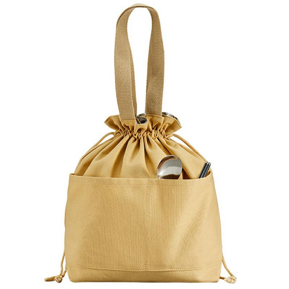 Canvas Lunch Bag Drawstring Insulated Tote for Work Picnic Portable Meal Container Carrier