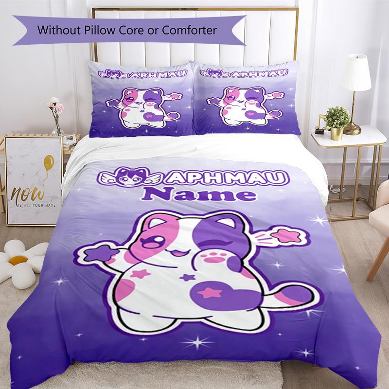 Set Biancheria da Letto Aphmau Personalizzato con Nome (3 Pezzi) Chiusura con Bottoni Include 1 Copripiumone e 2 Federe, Morbido e Confortevole per Tutte le Stagioni.