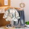 Boys' Long Sleeved Three Piece Set, 0-5-Year-old Children's Casual Shirt Jacket+white Top+denim Pants Set