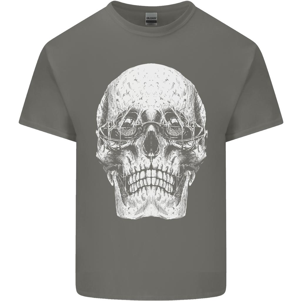 Old Unisex Skull With Glasses Gothic Biker Unisexs Light Cotton TShirt