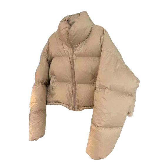 Autumn and Winter Women Plus Size Thin Padded Thickened Outerwear Warm Short Stand Up Collar Loose Zip Paragraph Bread Clothing Outerwear